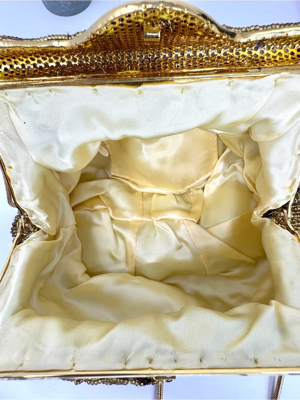 Vintage Gold Beaded Evening Bag Clutch 1980s Excellent Condition - Picture 5 of 11